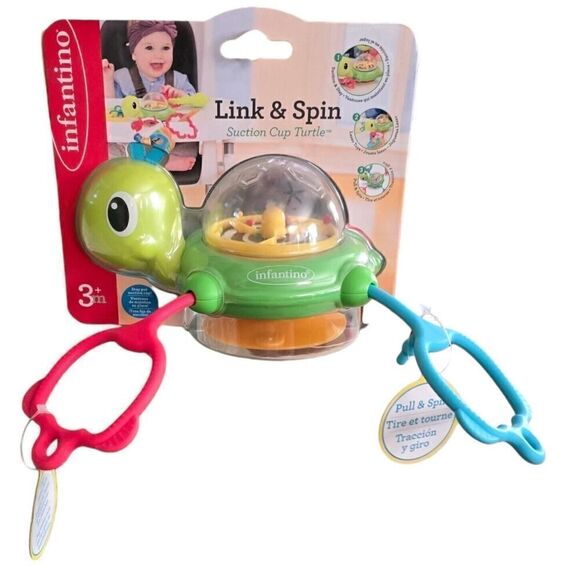 infantino link& spin suction cup turtle baby toy